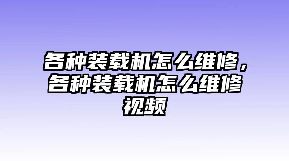 各種裝載機(jī)怎么維修，各種裝載機(jī)怎么維修視頻