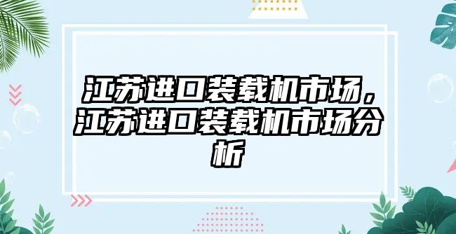 江蘇進口裝載機市場，江蘇進口裝載機市場分析