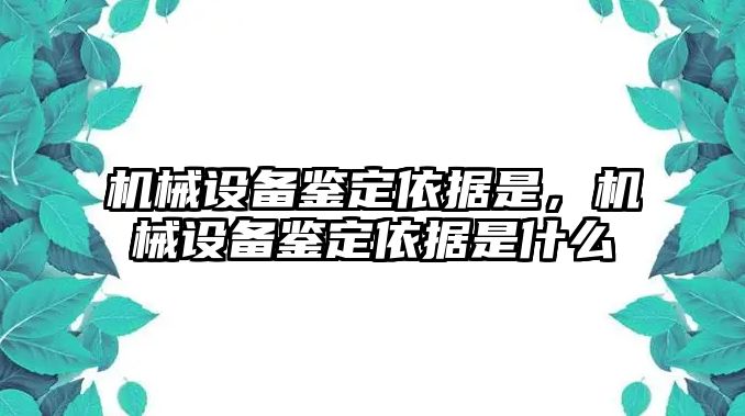 機械設備鑒定依據是，機械設備鑒定依據是什么