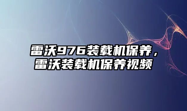 雷沃976裝載機保養，雷沃裝載機保養視頻