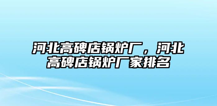 河北高碑店鍋爐廠，河北高碑店鍋爐廠家排名