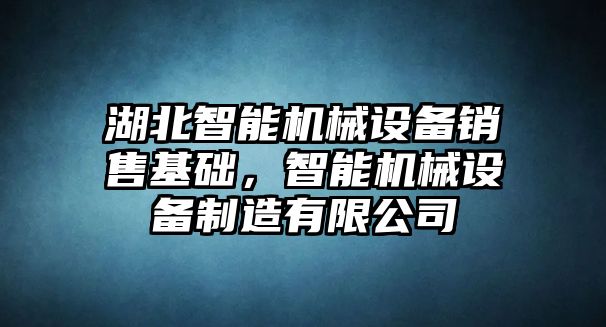 湖北智能機械設備銷售基礎，智能機械設備制造有限公司