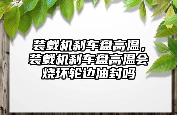 裝載機剎車盤高溫，裝載機剎車盤高溫會燒壞輪邊油封嗎