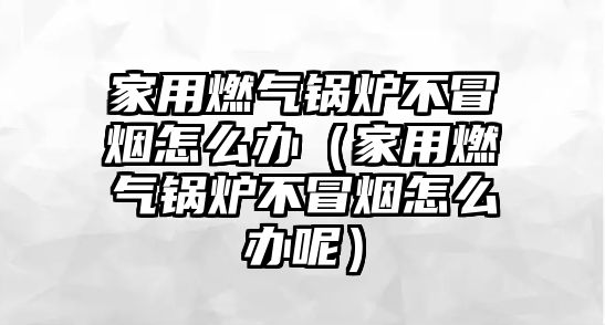 家用燃氣鍋爐不冒煙怎么辦（家用燃氣鍋爐不冒煙怎么辦呢）