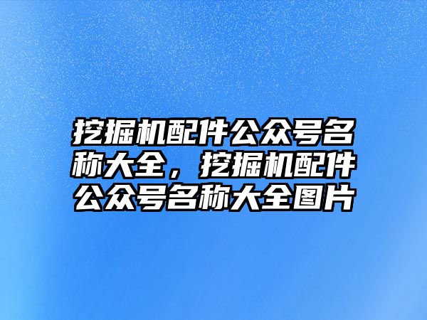 挖掘機配件公眾號名稱大全，挖掘機配件公眾號名稱大全圖片