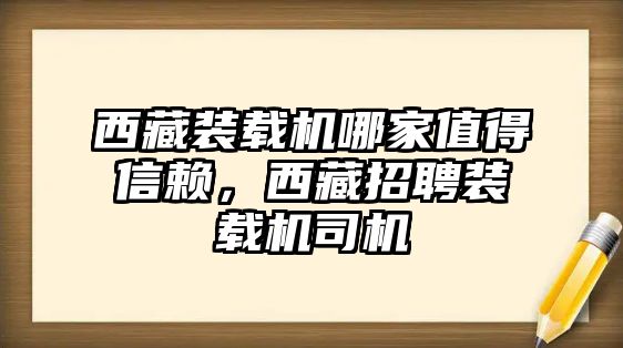 西藏裝載機哪家值得信賴，西藏招聘裝載機司機