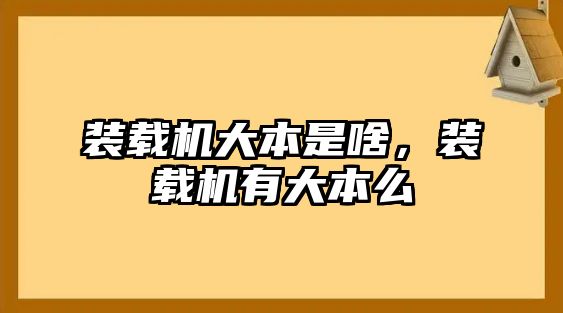 裝載機大本是啥，裝載機有大本么