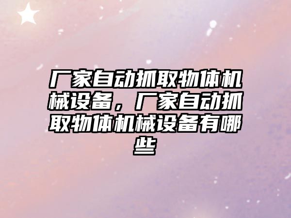 廠家自動抓取物體機械設備，廠家自動抓取物體機械設備有哪些