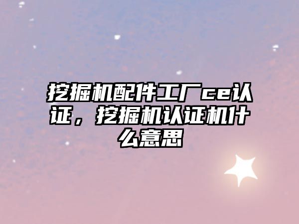 挖掘機配件工廠ce認證，挖掘機認證機什么意思