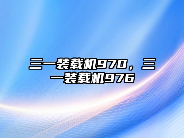 三一裝載機970，三一裝載機976