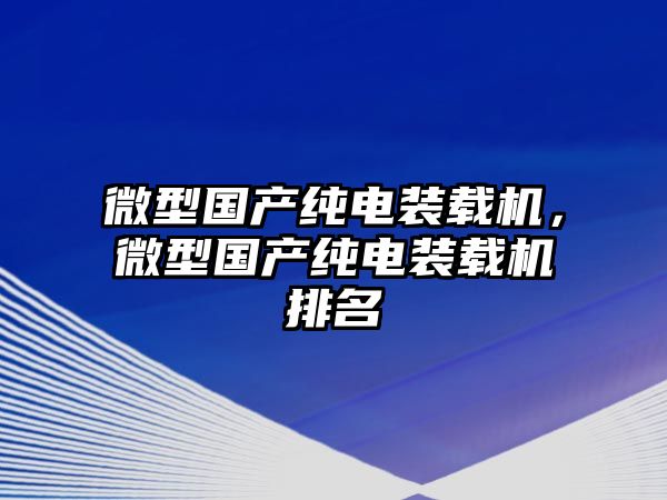 微型國產純電裝載機，微型國產純電裝載機排名