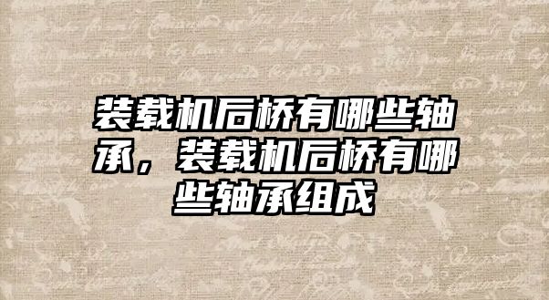 裝載機后橋有哪些軸承，裝載機后橋有哪些軸承組成