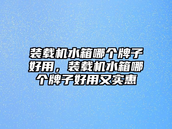 装载机水箱哪个牌子好用，装载机水箱哪个牌子好用又实惠