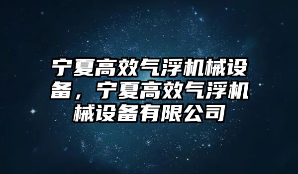 寧夏高效氣浮機械設備，寧夏高效氣浮機械設備有限公司