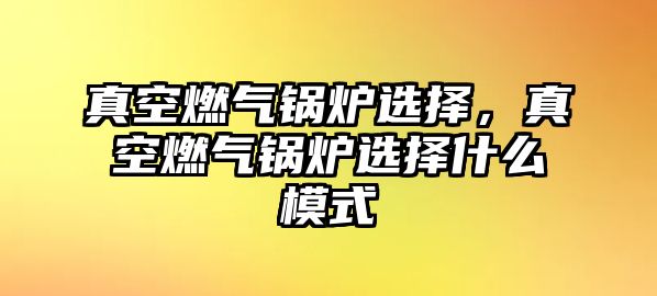 真空燃氣鍋爐選擇，真空燃氣鍋爐選擇什么模式