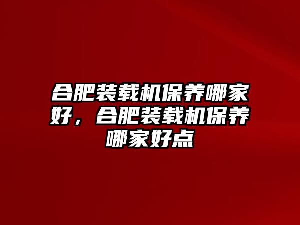 合肥裝載機(jī)保養(yǎng)哪家好，合肥裝載機(jī)保養(yǎng)哪家好點