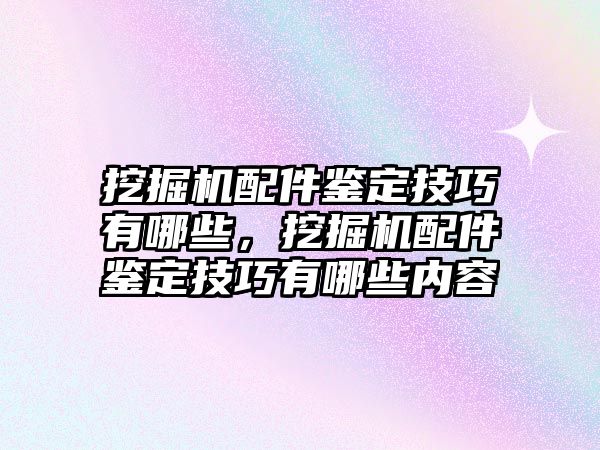 挖掘機配件鑒定技巧有哪些，挖掘機配件鑒定技巧有哪些內容