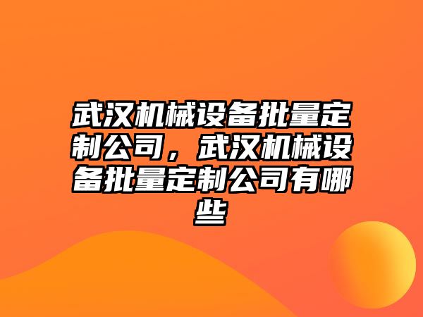 武漢機械設(shè)備批量定制公司，武漢機械設(shè)備批量定制公司有哪些