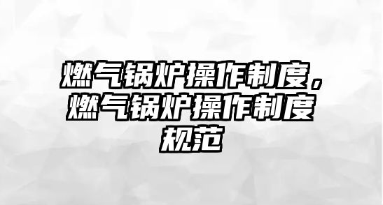 燃?xì)忮仩t操作制度，燃?xì)忮仩t操作制度規(guī)范