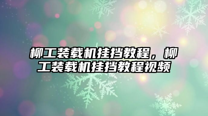 柳工裝載機掛擋教程，柳工裝載機掛擋教程視頻