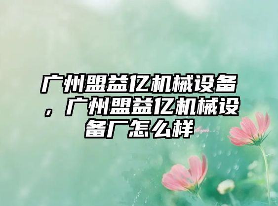 廣州盟益億機械設備，廣州盟益億機械設備廠怎么樣