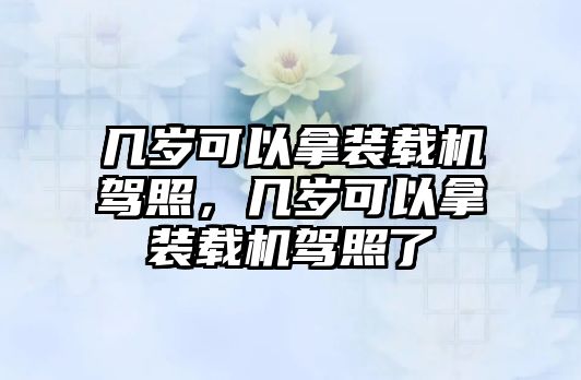 幾歲可以拿裝載機駕照，幾歲可以拿裝載機駕照了