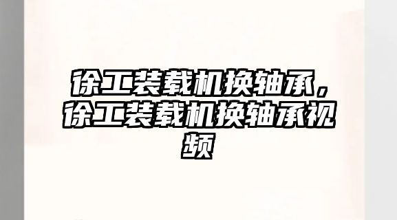 徐工裝載機換軸承，徐工裝載機換軸承視頻