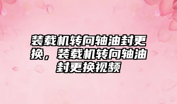 裝載機轉向軸油封更換，裝載機轉向軸油封更換視頻