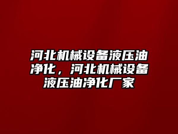 河北機械設(shè)備液壓油凈化，河北機械設(shè)備液壓油凈化廠家