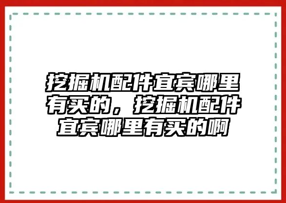 挖掘機配件宜賓哪里有買的，挖掘機配件宜賓哪里有買的啊