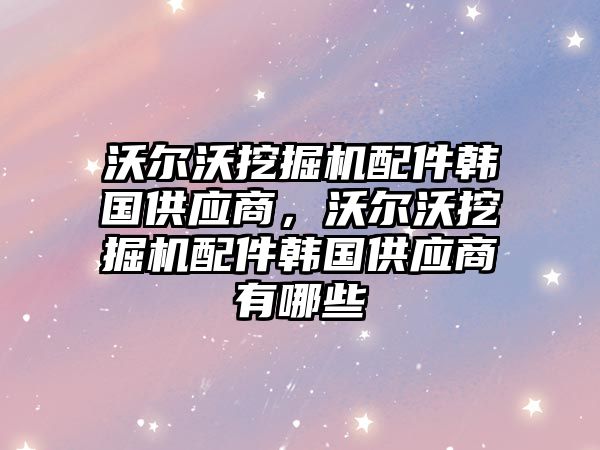 沃爾沃挖掘機配件韓國供應商，沃爾沃挖掘機配件韓國供應商有哪些