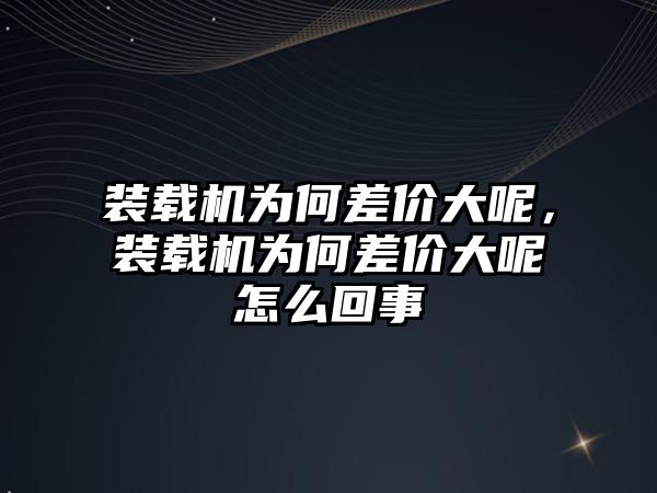 裝載機為何差價大呢，裝載機為何差價大呢怎么回事