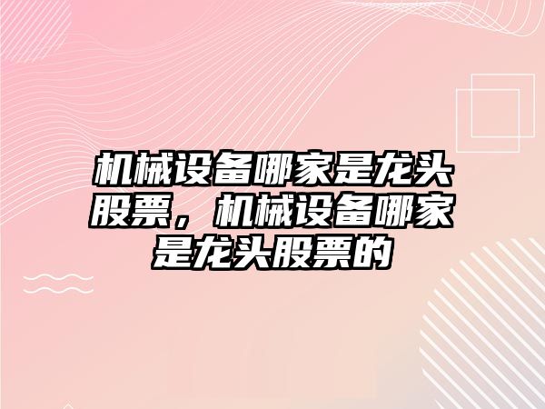 機械設備哪家是龍頭股票，機械設備哪家是龍頭股票的