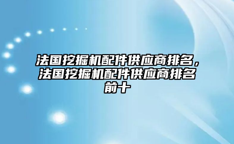 法國挖掘機配件供應商排名，法國挖掘機配件供應商排名前十