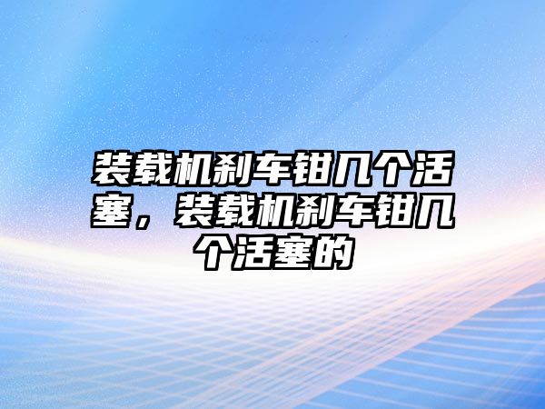 裝載機剎車鉗幾個活塞，裝載機剎車鉗幾個活塞的