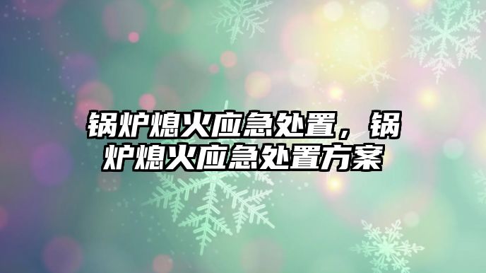 鍋爐熄火應急處置，鍋爐熄火應急處置方案