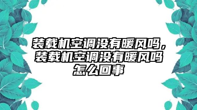 裝載機(jī)空調(diào)沒(méi)有暖風(fēng)嗎，裝載機(jī)空調(diào)沒(méi)有暖風(fēng)嗎怎么回事