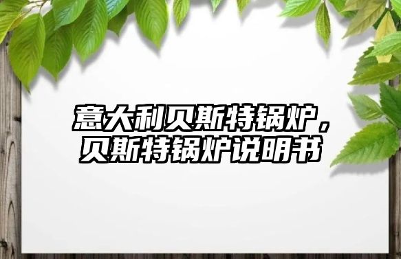 意大利貝斯特鍋爐，貝斯特鍋爐說明書