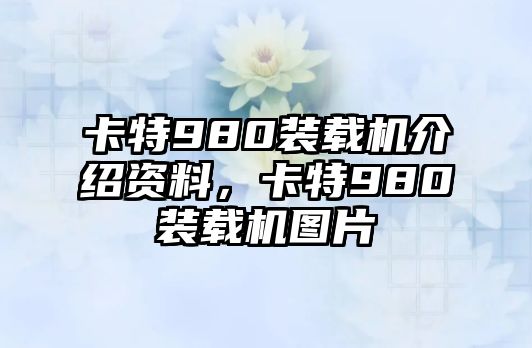 卡特980裝載機介紹資料，卡特980裝載機圖片