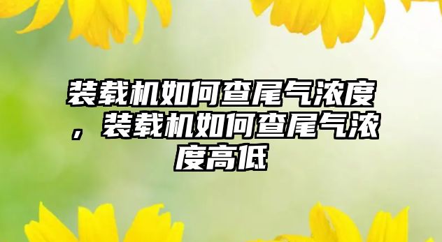 裝載機如何查尾氣濃度，裝載機如何查尾氣濃度高低