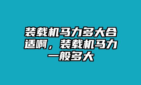 裝載機(jī)馬力多大合適啊，裝載機(jī)馬力一般多大