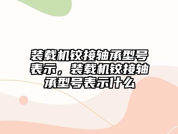 裝載機鉸接軸承型號表示，裝載機鉸接軸承型號表示什么