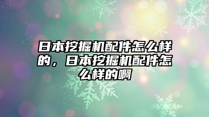 日本挖掘機配件怎么樣的，日本挖掘機配件怎么樣的啊