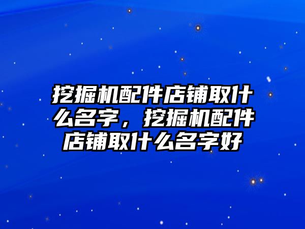 挖掘機配件店鋪取什么名字，挖掘機配件店鋪取什么名字好