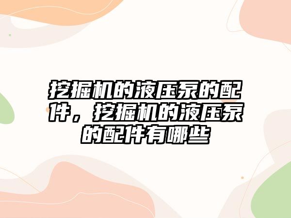 挖掘機的液壓泵的配件，挖掘機的液壓泵的配件有哪些