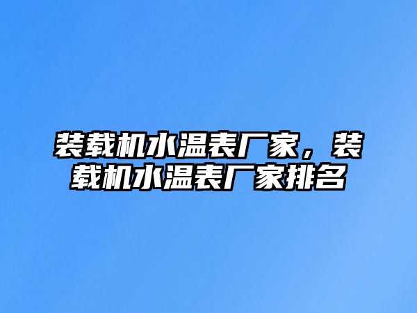 裝載機水溫表廠家，裝載機水溫表廠家排名