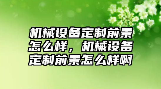 機(jī)械設(shè)備定制前景怎么樣，機(jī)械設(shè)備定制前景怎么樣啊