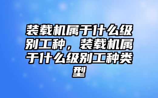 裝載機屬于什么級別工種，裝載機屬于什么級別工種類型