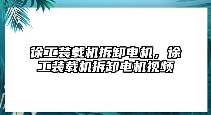 徐工裝載機拆卸電機，徐工裝載機拆卸電機視頻