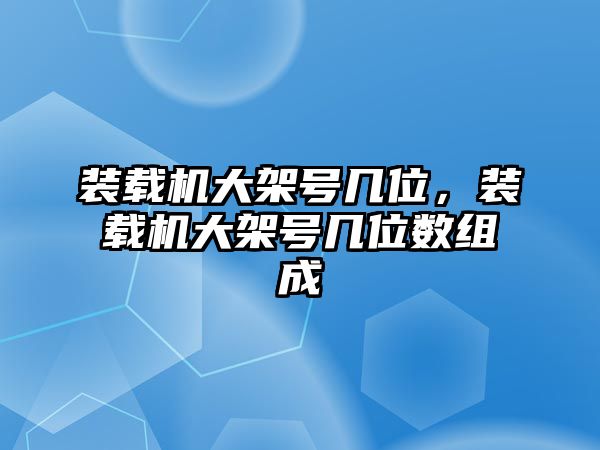 裝載機大架號幾位，裝載機大架號幾位數組成